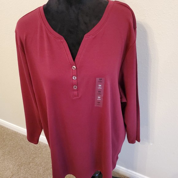Karen Scott solid color long sleeve T-shirt women tops winter Size 3X . - Picture 2 of 9